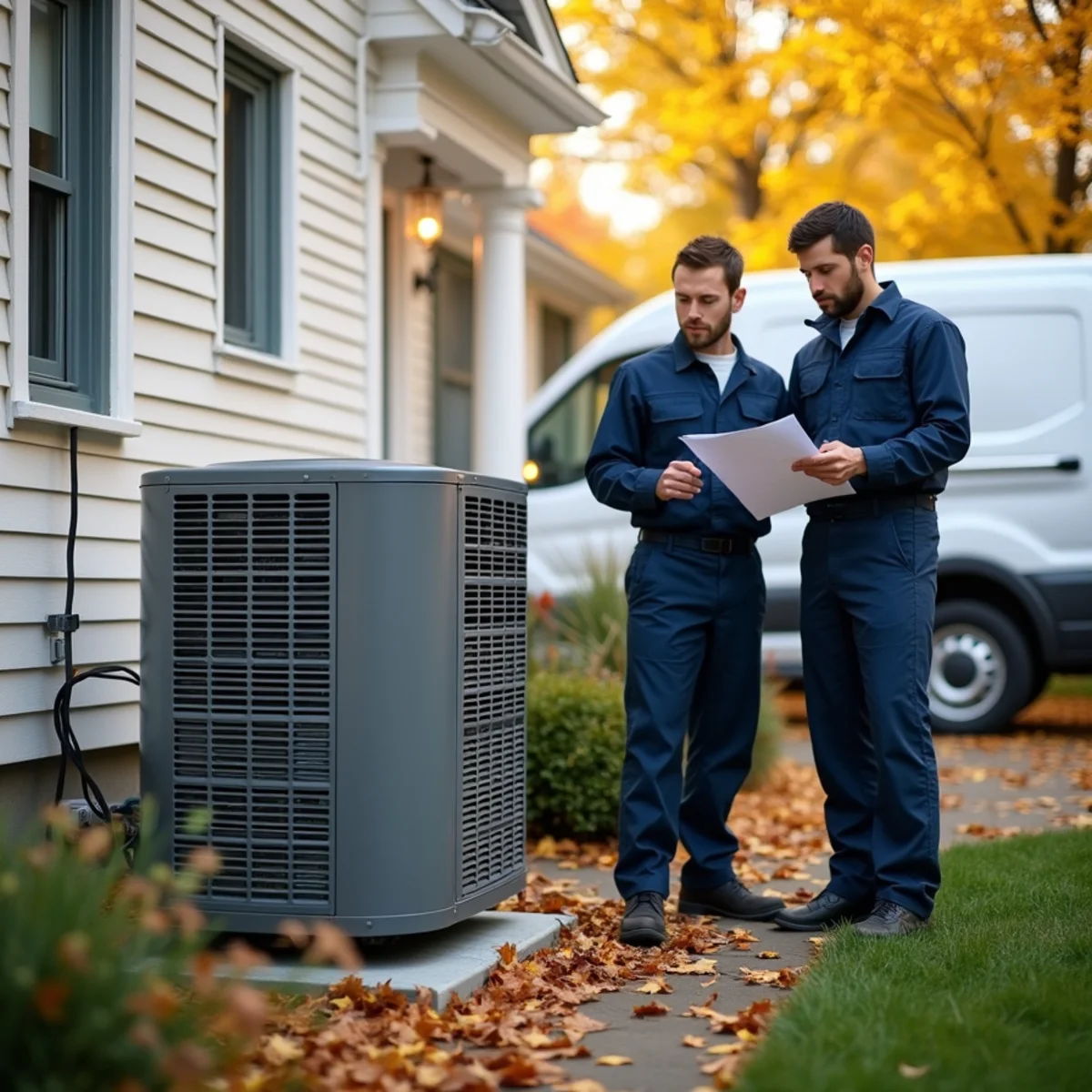 A heat pump outdoor unit installed beside a home in Nassau County, New York